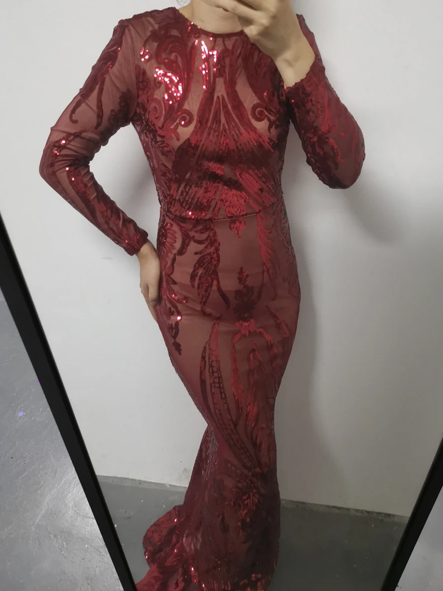 فستان سهرة ترتر ذهبي أخضر