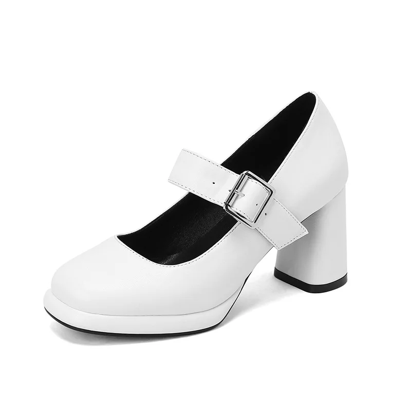 

Large Size 35-46 Summer Chunky Heel 8cm High Heel Pumps Platform Red White Women Wedding Shoes