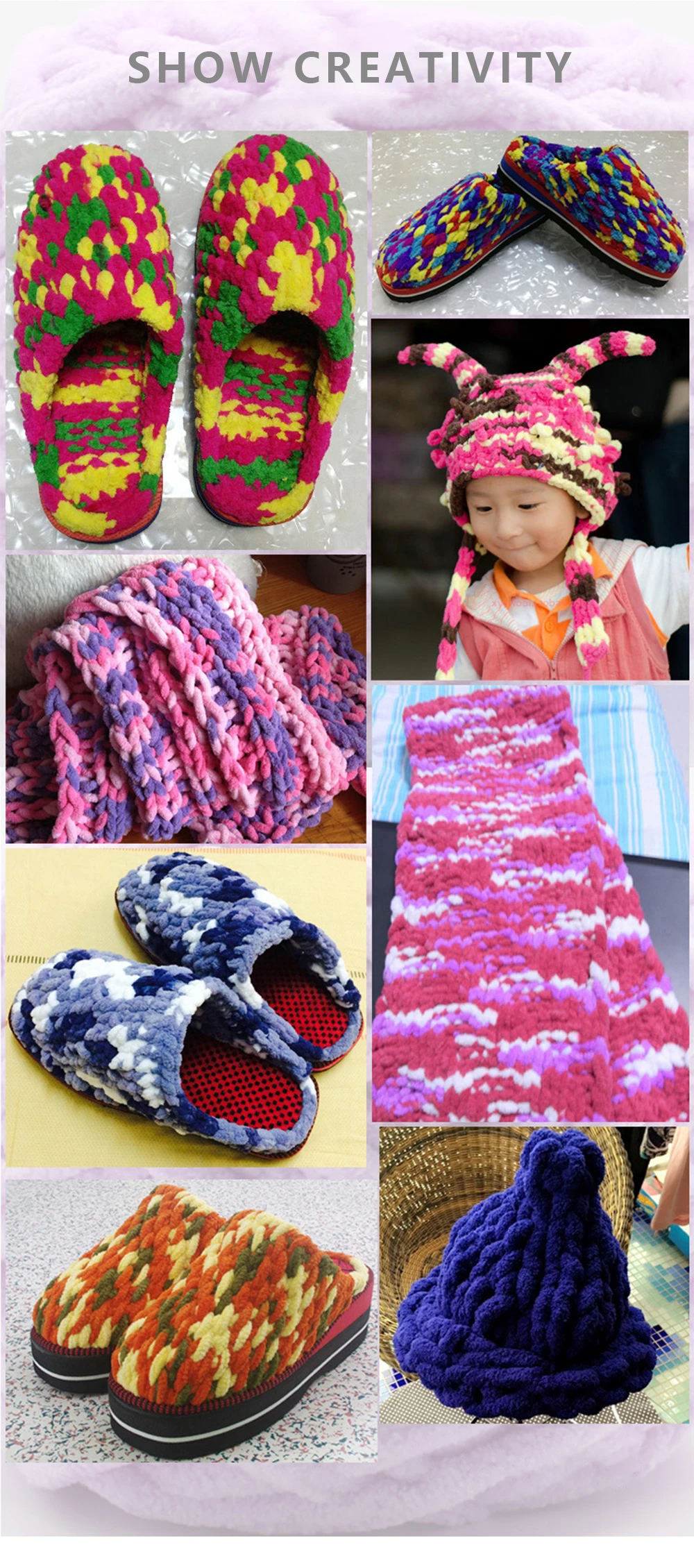 1 Ball Lce Line Blended Chenille Colorful Dye Scarf Hand-knitted Yarn For Knitted Scarf Slippers Hat Gloves 100g 6