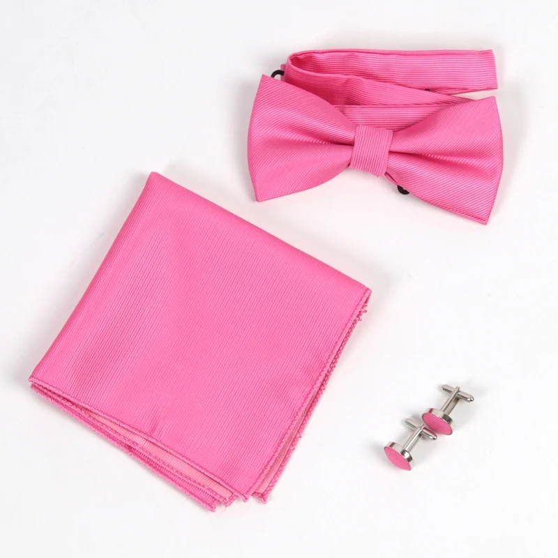 Herren-Schleifenknoten-Sets in Unifarben mit Exquisiten Manschettenknöpfen und Weichen Taschentüchern für Hochzeiten, Hemden und Herren-Accessoires – Detail 16