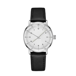 Unisex Vintage - Inspired Minimalist Automatic Wristwatch with Branded Design (Silver case)