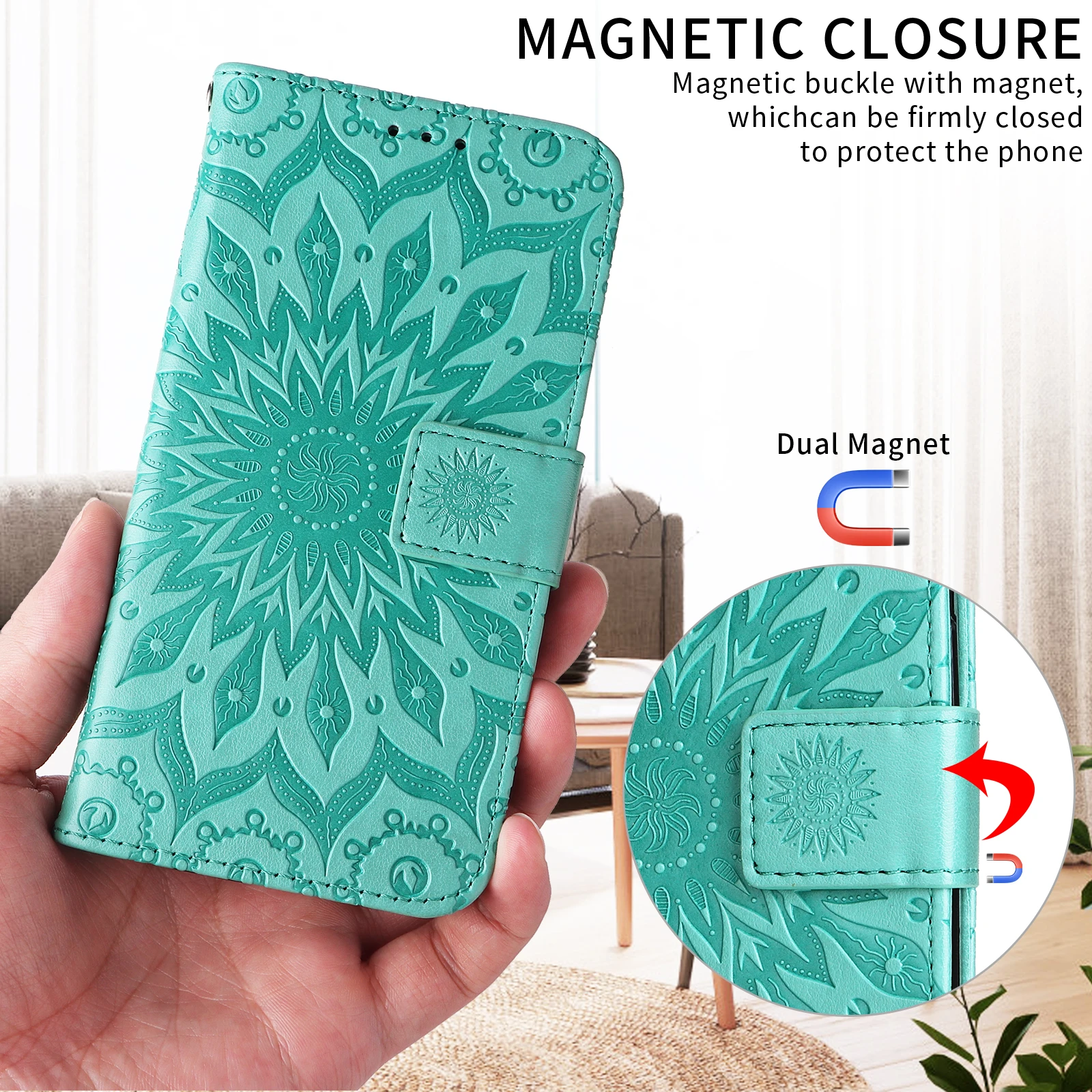 Magnetic Flip Wallet Leather Case - Premium Protective Cover
