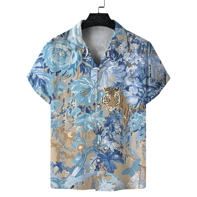 thumbnail image 1 of Camisas de playa hawaianas de moda de verano para hombre y mujer, camisetas florales, camisetas Harajuku con estampado 3D de solapa, camisa de manga corta, ropa para niño y niña, 1 of 5