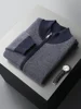 Autumn Winter Thick Men Sweater 100% Cashmere Long Sleeve Mock-neck Zipper Cardigan Soft Warm Large Size Knitwear Men Clothing 6