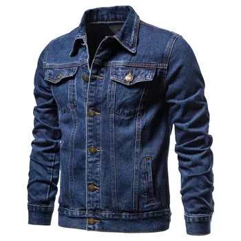 2025 Autumn Men Solid Denim Jackets Fashion Motorcycle Vintage Jeans Jackets Hommes Slim Fit Cotton Casual Black Blue Coats 1