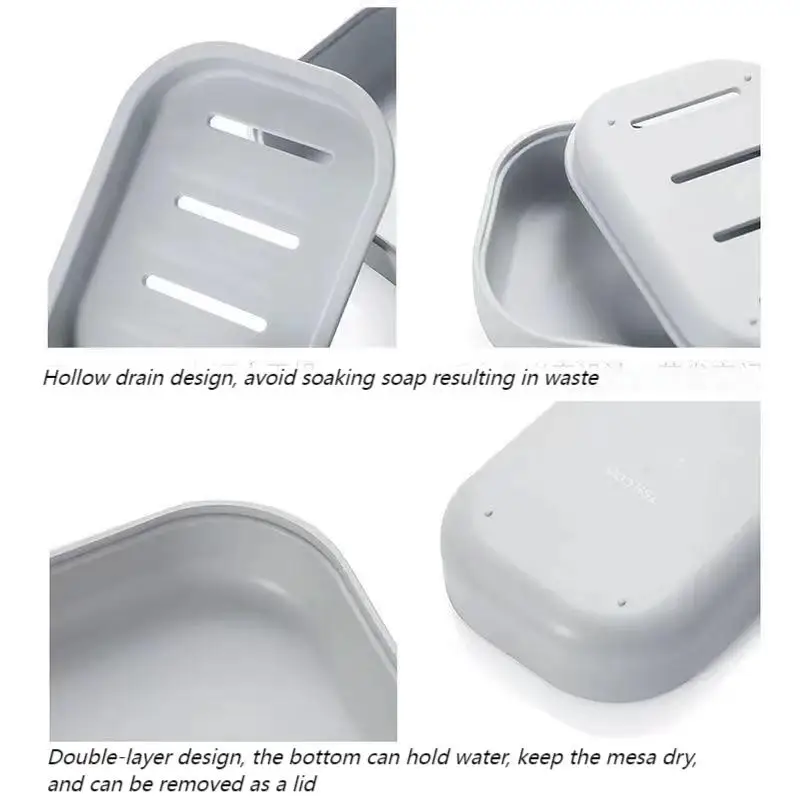 soap box 2 Square Thickened Portable Soap Boxes Plastic Soap Boxes Drain Tray Family Bathroom Box Cover for Easy Travel