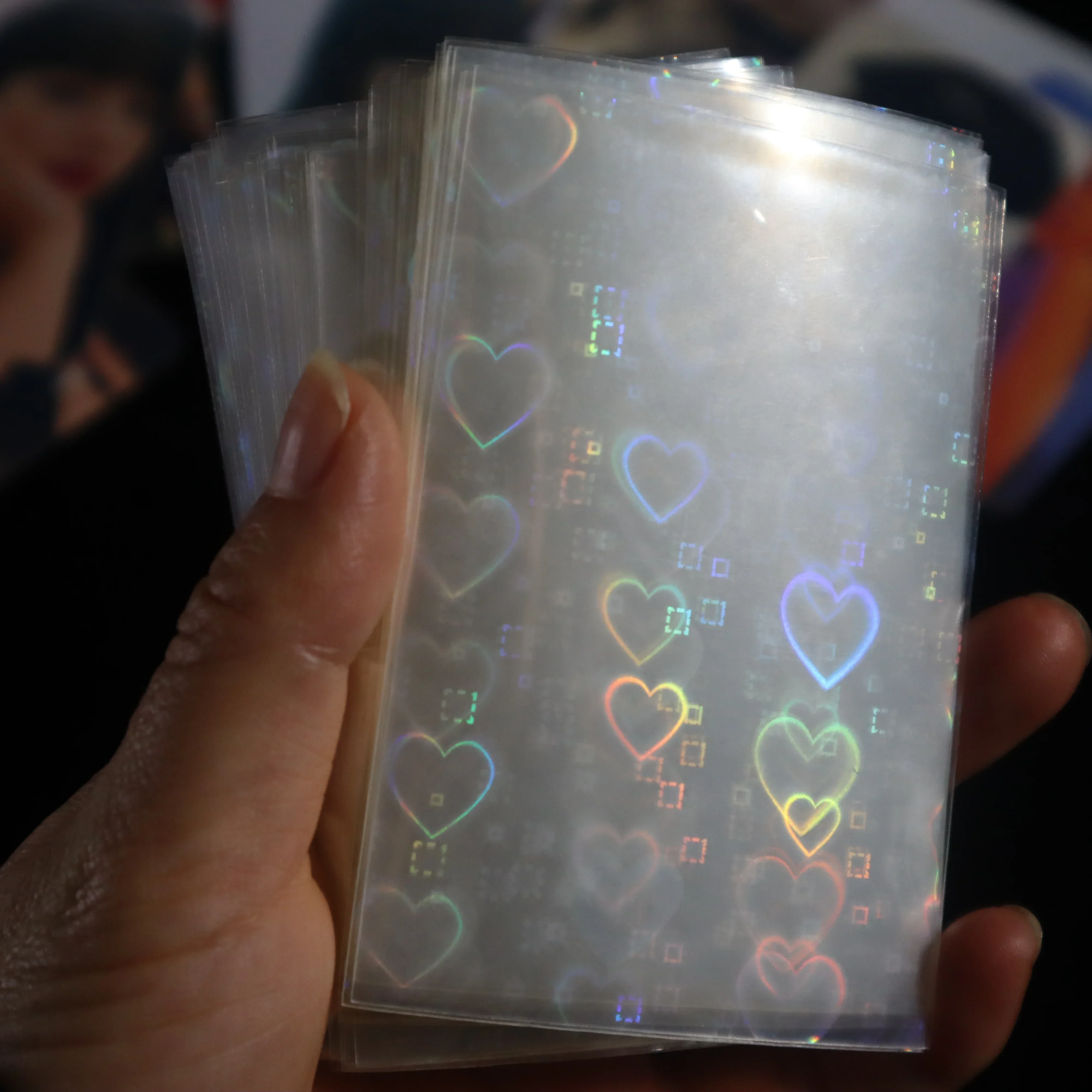 100pcs YGO PKM Photo Kpop Protector Trading Cards Shield Cover Board Games Card Sleeves Sweet Heart Foil Transparent Laser Clear playing card cover,playing card holder