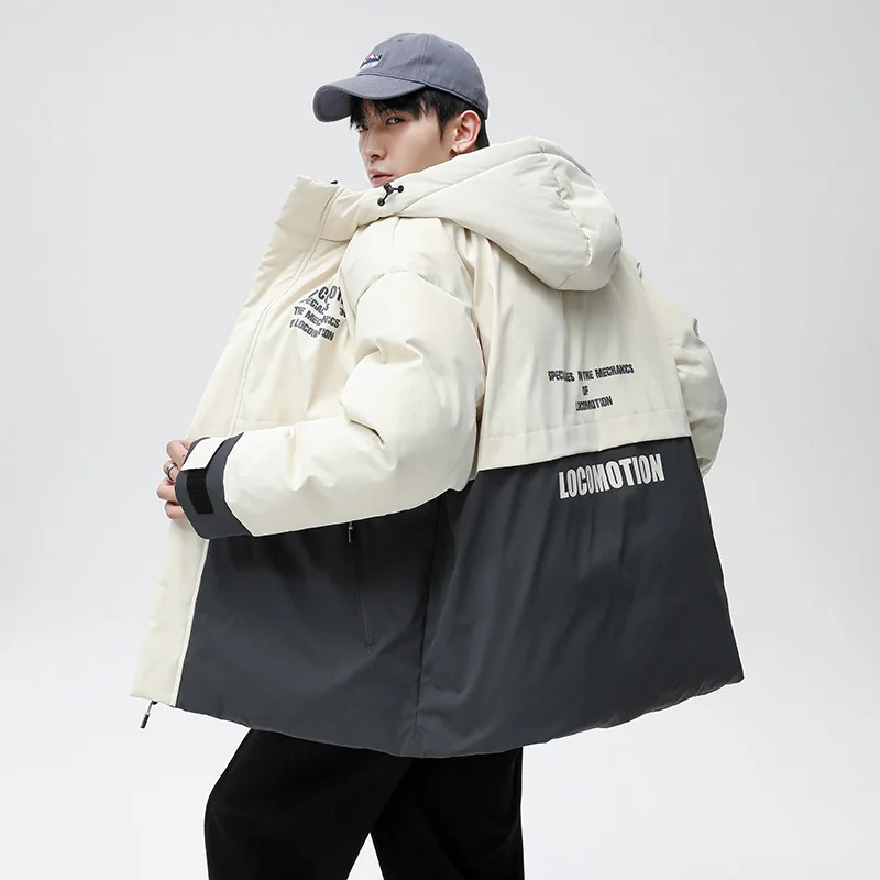 Men's 2023 Winter New Outwear Thick Warm Parkas Casual Loose Hooded Cotton-Padded Jackets Korean Youth Windproof Tops Down Coats