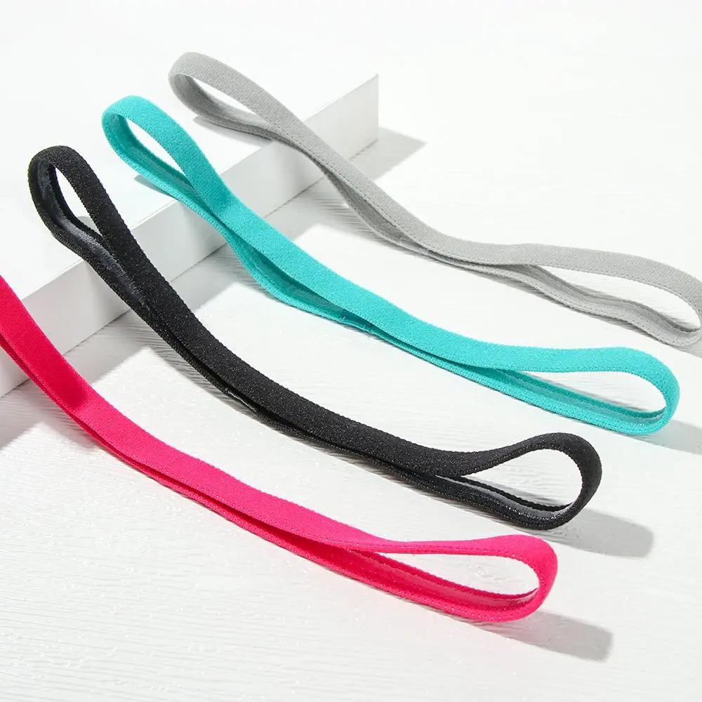 Sports Headbands Super Fine Candy Color Women Yoga Hair Bands Sports Headband Girls Sport Anti-slip Elastic Rubber Sweatband Football Running
