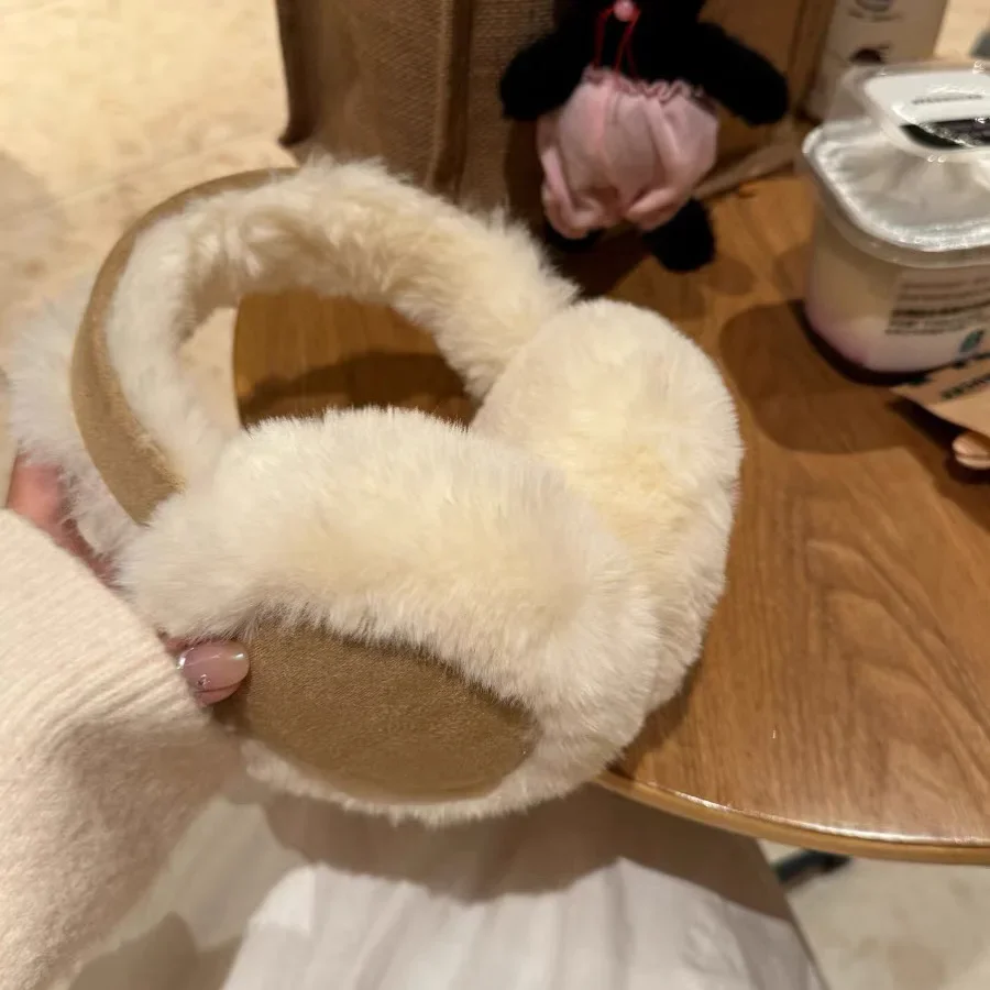Ear Muffs Hair Dye Ear Muffs Fashion Plush Ear Muffs Foldable Thicken Wool Ear Cover for Women Men Winter Warm Suede Earflap Outdoor Cold Protection