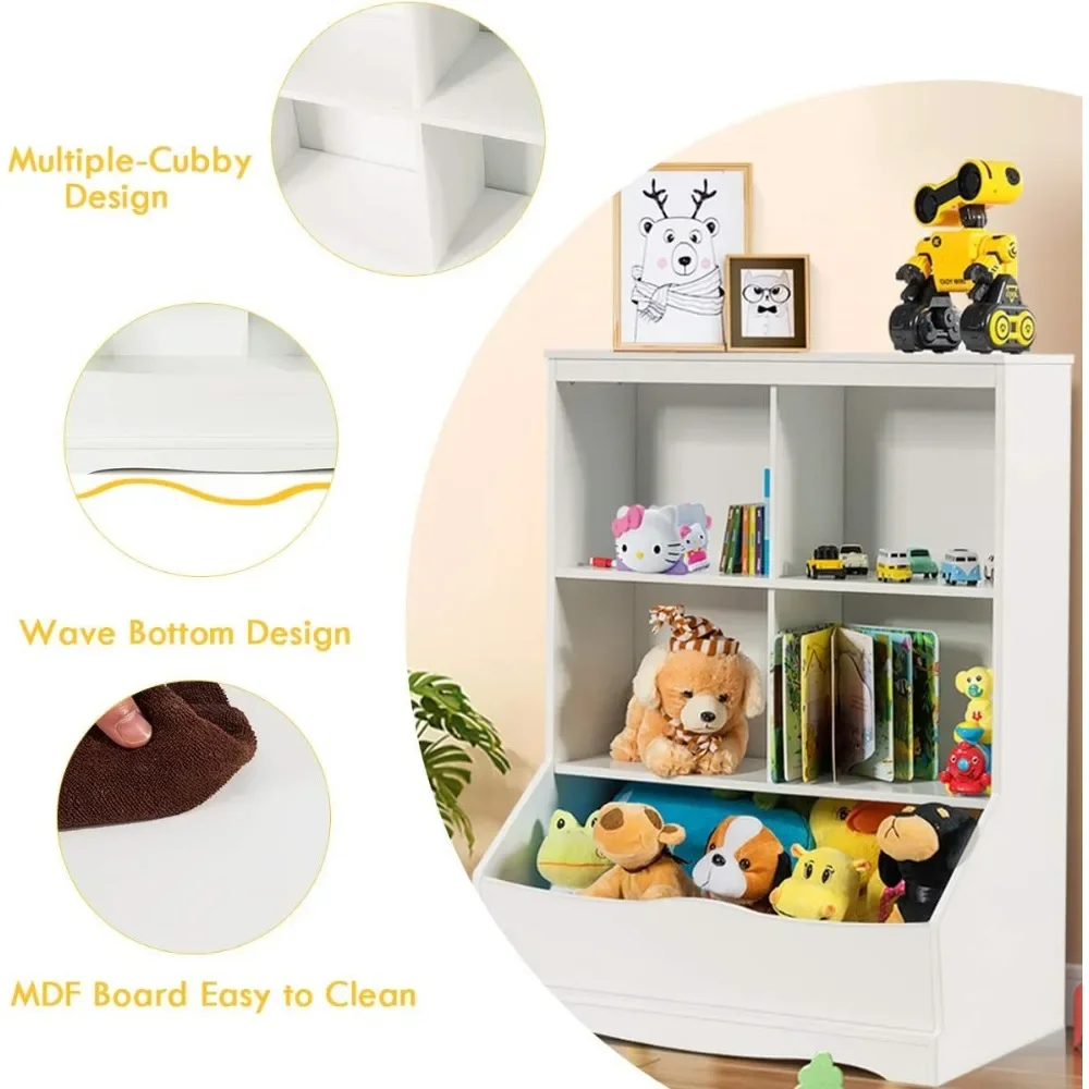 Storage Cabinet,Cubby Toy Organizer,3 Shelf 4 Cube Units,Storage Bins Cubbies for Kids' Collections,Kids Bookshelf and Bookcase 6