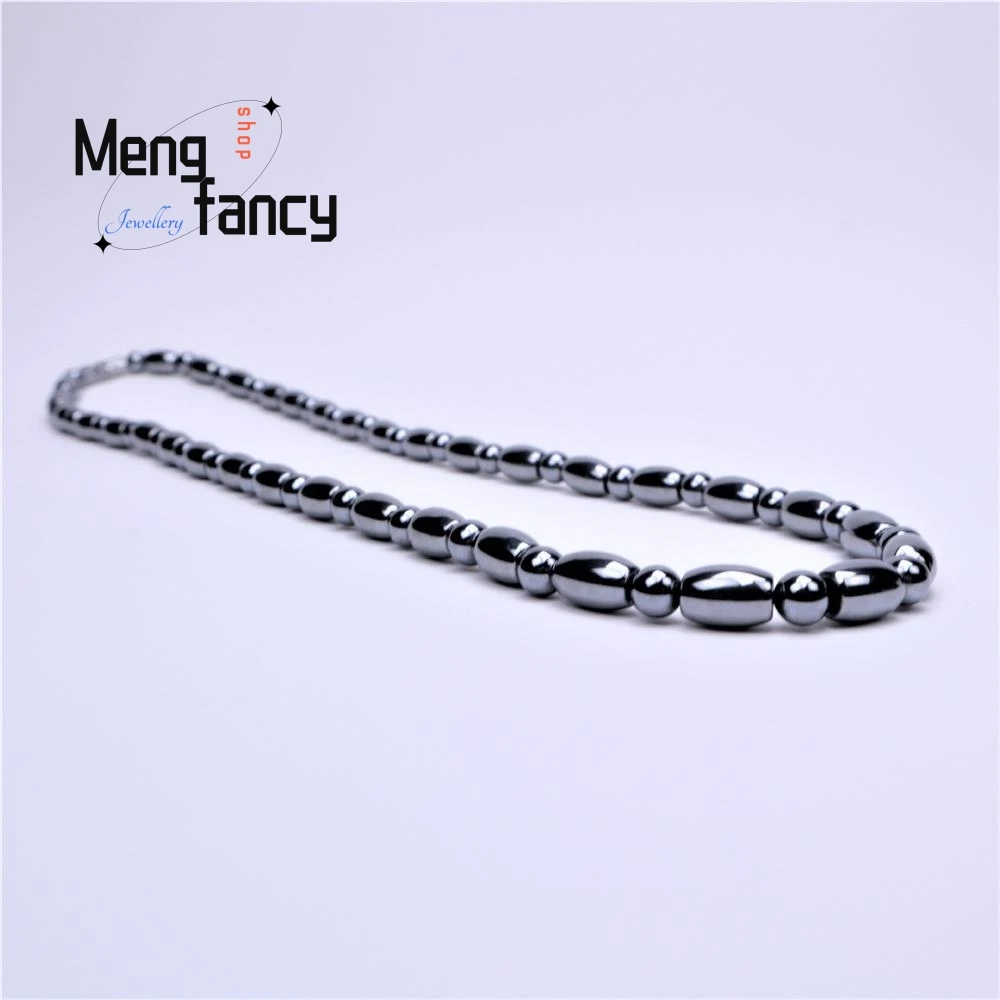Natural Energy Stone Terahertz Necklace Fashion With Diy Accessories Rice Bead Simple Exquisite High-grade Luxury Holiday Gift
