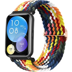 Braided Solo Loop Bracelet Wristband Replacement Strap Accessory for HUAWEI watch fit 2 (Rainbow White)