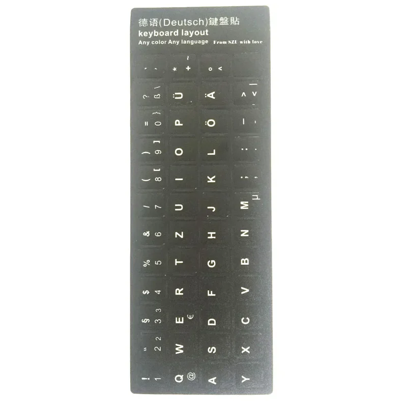 10pcs Germany Language Deutsch Keyboard Sticker Layout Durable Alphabet White Letter for Universal Laptop Computer