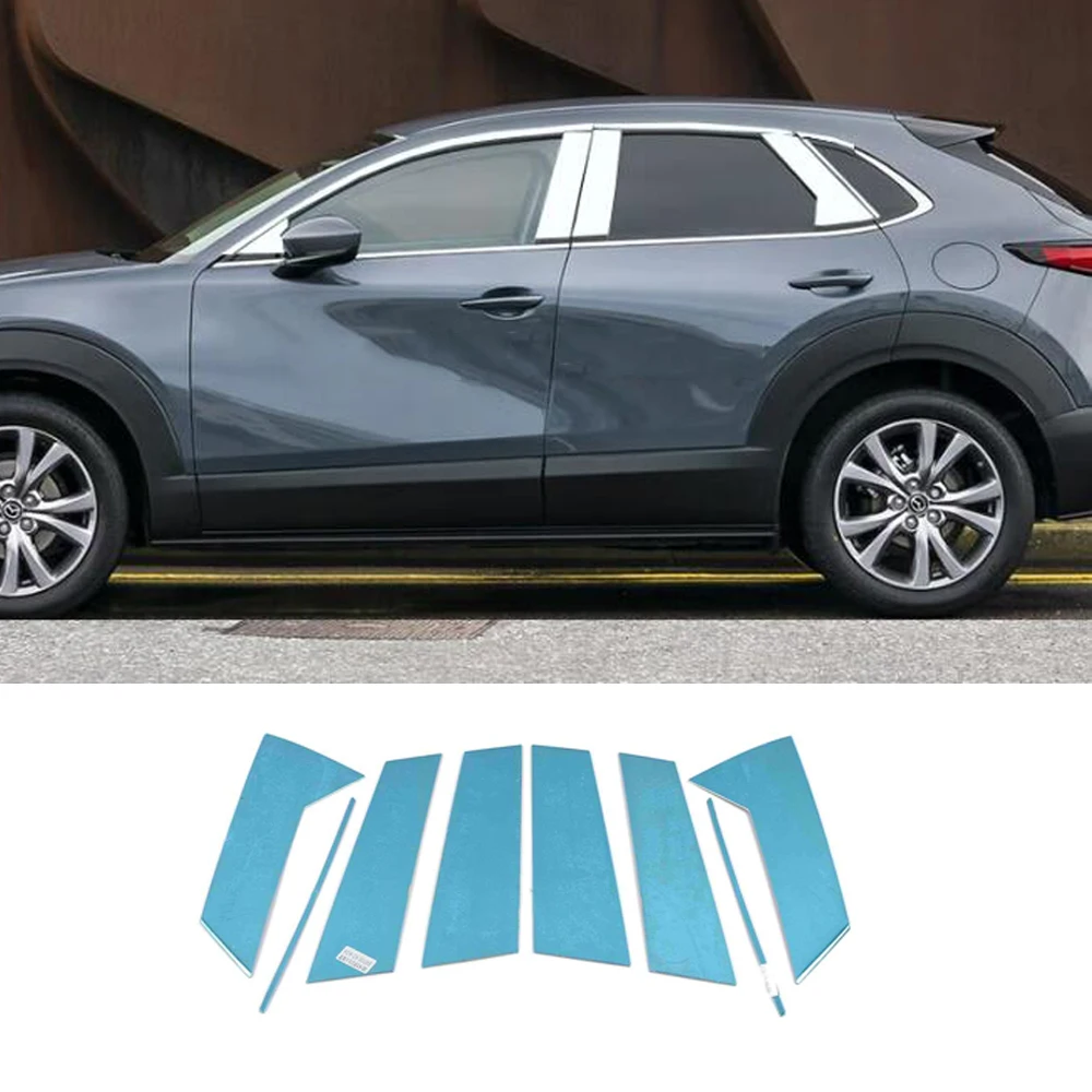 

Для Mazda CX-30 2020 2021 2022 нержавеющая обшивка для автомобильной двери окна, средней колонки, наклейка, Декоративная полоса, аксессуары