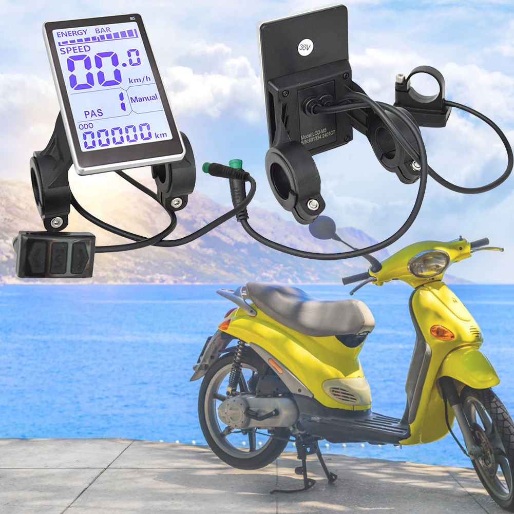 Electric Bike LCD Display Screen 24-48V E Scooter M5 Panel Screen Electric Bicycle LCD Display Meter for Mountain Electric Bike