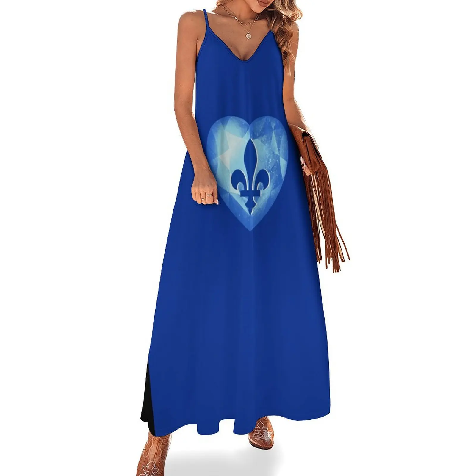 

Québec blue heart Sleeveless Dress dresses for women womens clothing