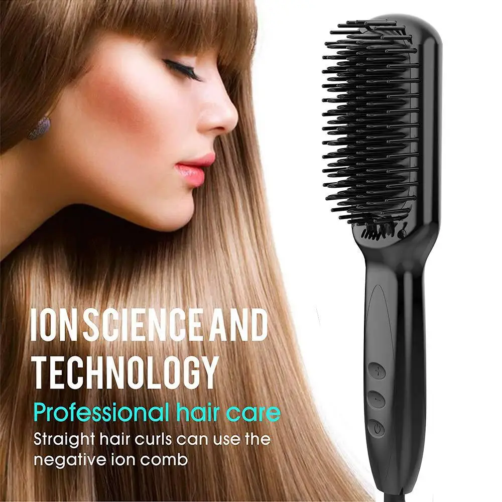 Hair Straight Comb LED Temp Display Anti-scald Structure Design Function Electric Brush PTC Heating Straightener 360 Rotatable