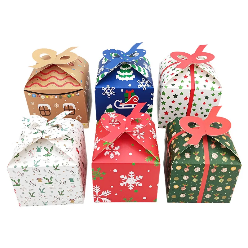 12/24Pcs Large Square Christmas Candy Box Snowflake Apple Cake Favor ...