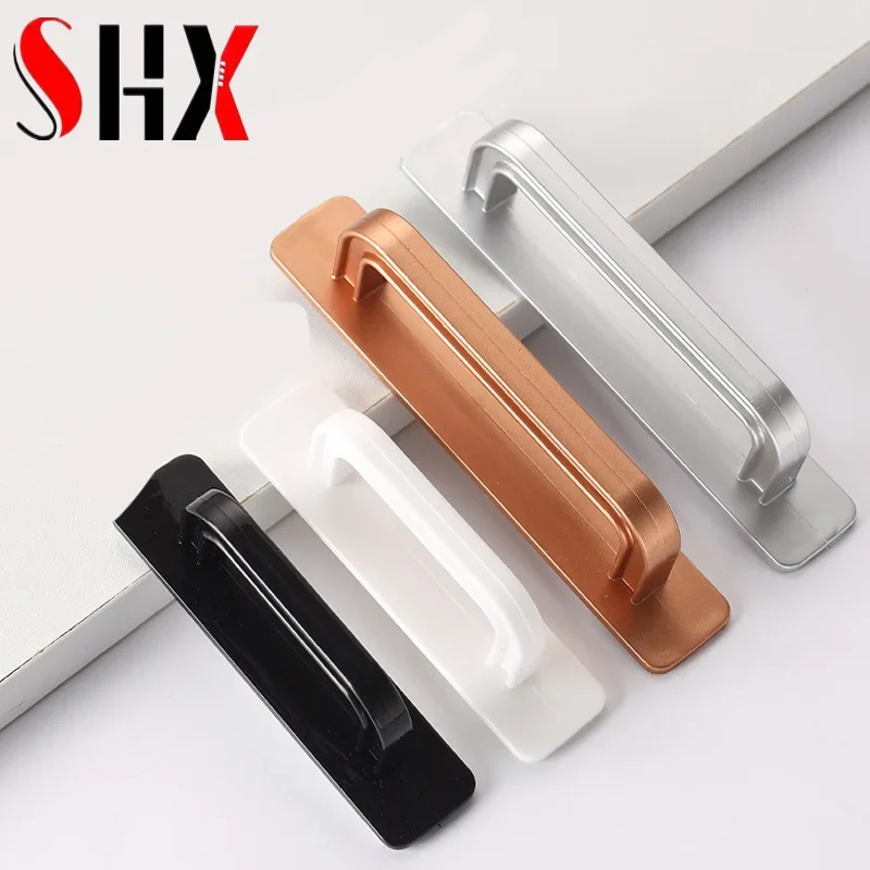 Furniture Handles Kitchen Door Handles Stick on Handle Perforation-free Wardrobe Door Drawer Glass Sliding Door Kitchen Cabinet Window Auxiliary Handle Minimal