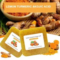 Savon à l'acide de curcumine au citron de Noël 3 pièces, riche en ingrédients au citron curcuma, nettoie en douceur le visage et les mains 3