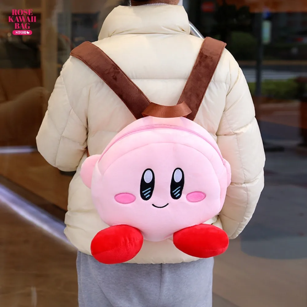 

Kawaii Kirby Backpack Cartoon Handbag Plush Cute Soft PP Cotton High-capacity Kawaii Kirby Backpack for Children Girls Gifts