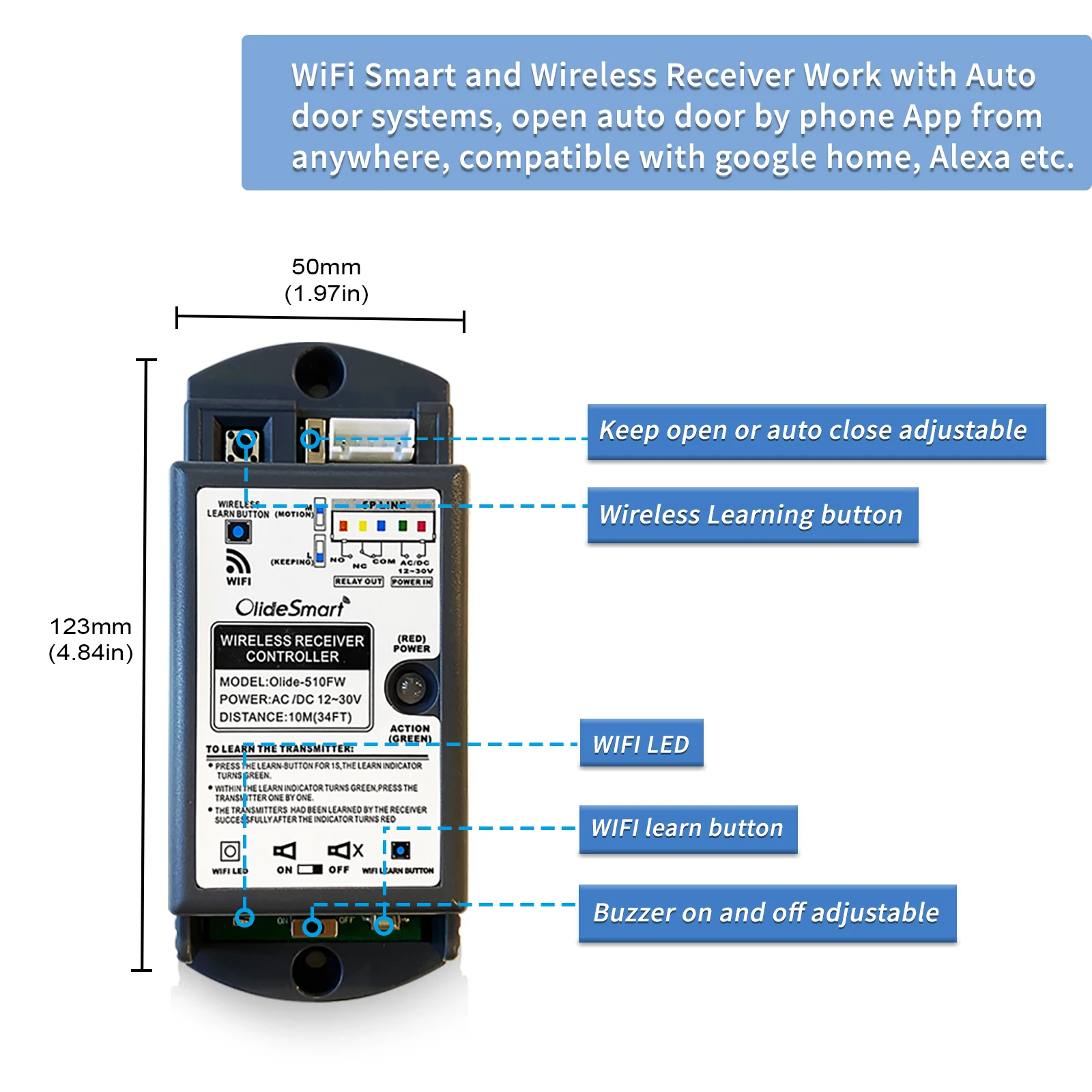 WIFI Smart Wireless fingerprint and access kaypad for entry system, automatic doors