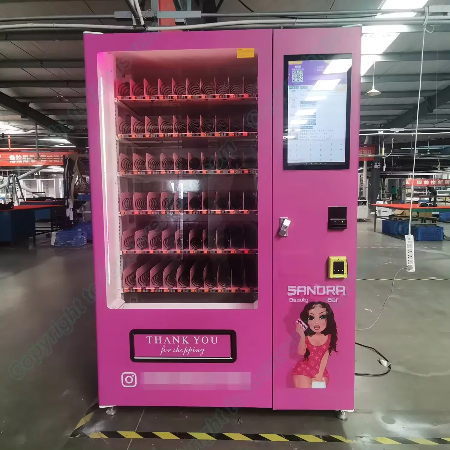 Pink Hair Lash Vending Machine Beauty Cosmetic Clothes Eyelashes Robot Vending Machines for Retail Items Hair Distributor in Usa 100pcs roll pink you ve got great taste stickers for small buisness package thank you sticker decals for baking gift retail bag