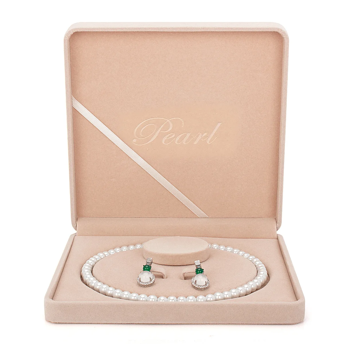 New Pendant Necklace Chain Storage Package Gift Box Red Beige Velveteen Casket Pearl Choker Jewelry Organizer Box 190x190x40mm