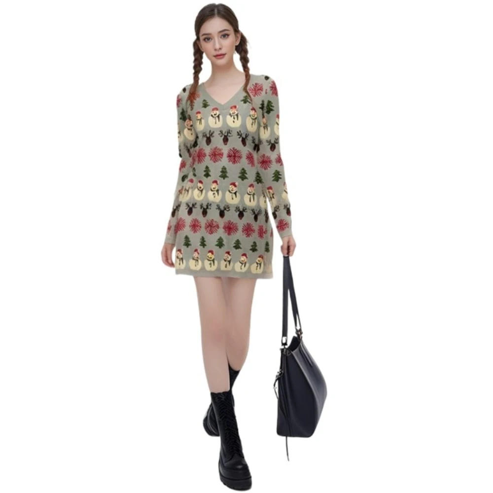 VogeLuxe | Women’s Snowman Christmas Graphic Sweater Dress