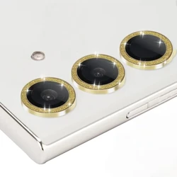 3 - Piece Glitter Camera Lens Tempered Glass Protector - Galaxy S23+ (Golden)