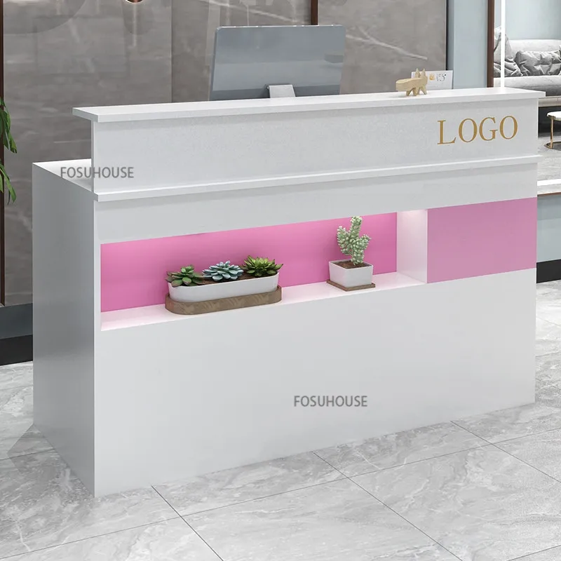 Modern Reception Desk Office Furniture Designer Front Desk Checkout Counter Clothing Store Light Luxury Reception Desks Table