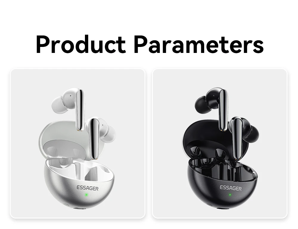 Wireless Bluetooth5.3 Headset Dual Noise Cancellation Touch Control Earbuds With