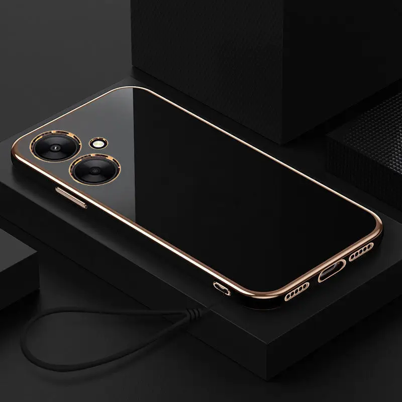 Luxury Square Curly Shockproof Bumper Case - Cute Soft Protective Cover