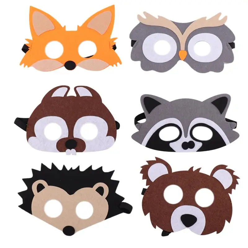 10 Pcs Animal Face Masks Cartoon Animal Party Masks Jungle Animal Felt Mask  For Forest Themed Halloween Party Costumes Supplies - AliExpress