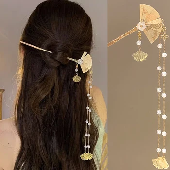 Bastoncini per capelli con frange di fiori cinesi accessori per ornamenti per capelli con forcina per capelli in metallo femminile alla moda