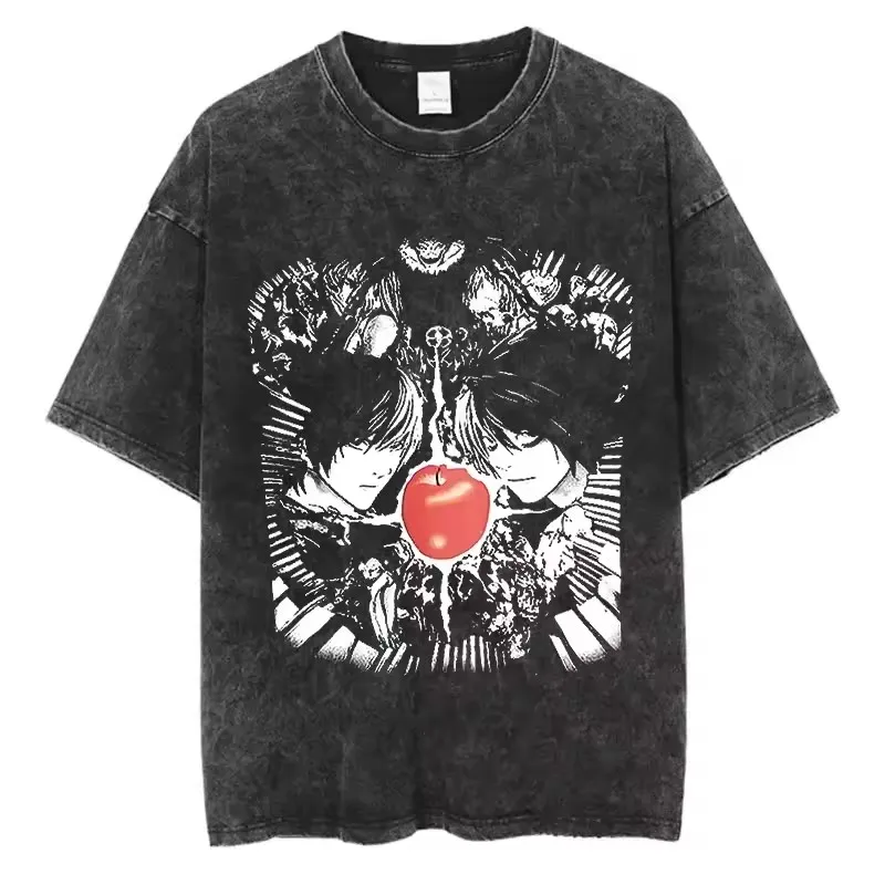 thumbnail image 1 of Death Notes Anime lavado manga corta cuello redondo Y2k camiseta hombres ropa nueva en Top & Tees camiseta para hombre Camisetas 50830, 1 of 4