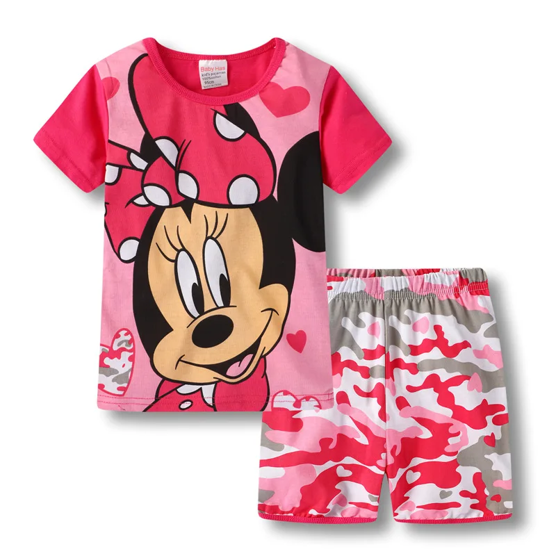 New Summer Children's Pajamas Set Minnie girls Home Clothing Set Cartoon girl Short Sleeves Nightgown Kids nighty 4