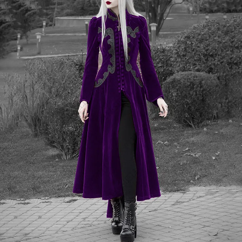 Giacca Gotica Vittoriana Da Donna – Cappotto Steampunk Con Risvolto, Pizzo E Bottoni – Abito Medievale Per Halloween E Cosplay