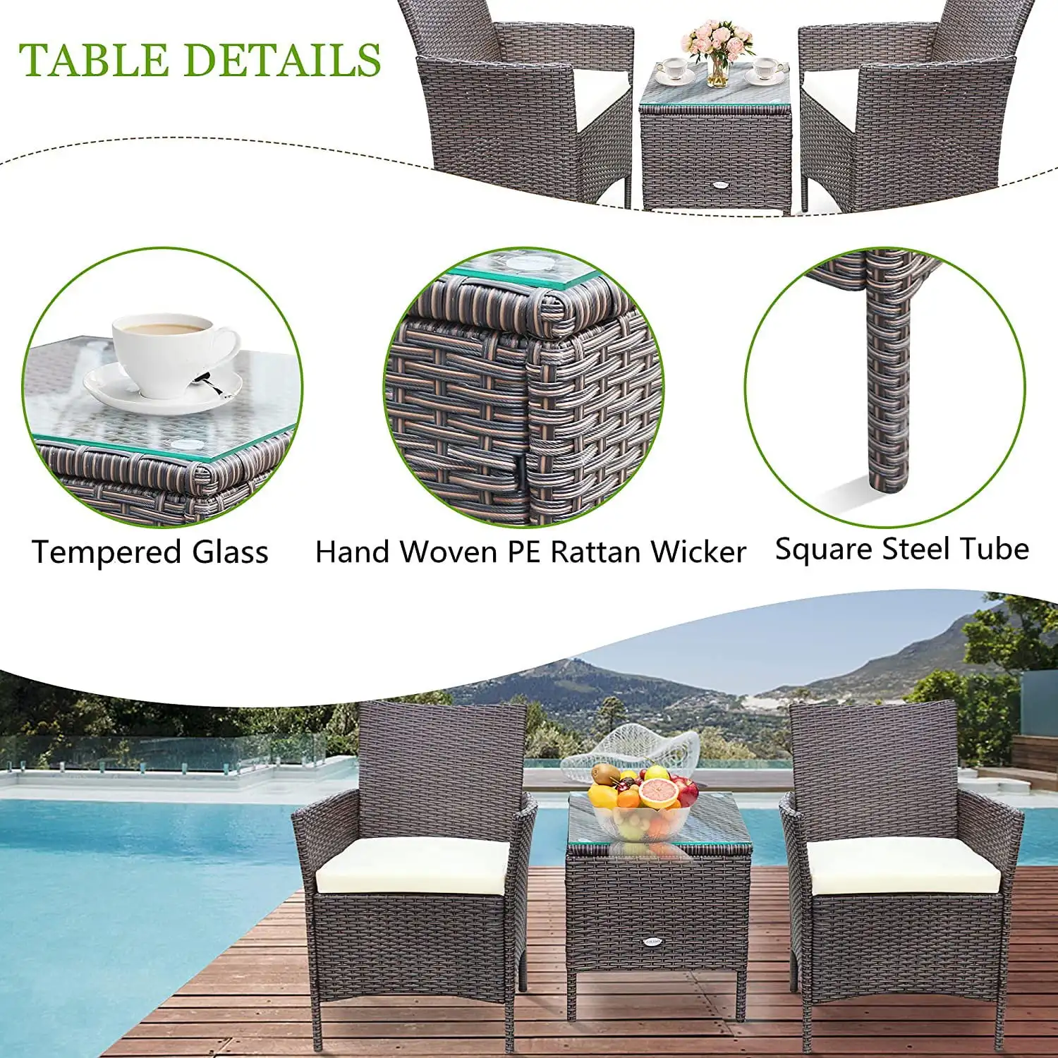 3 Pieces Outdoor Patio Furniture 5