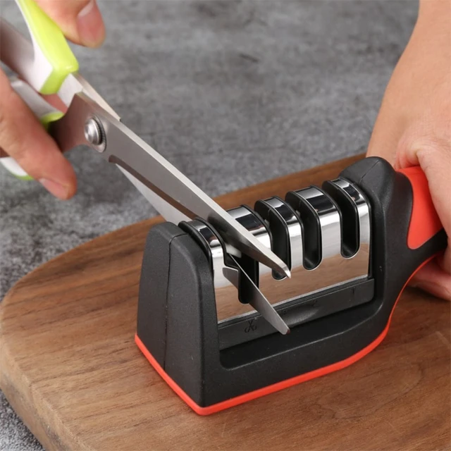 1pc/4 Stages (black&red) Portable Knife Sharpener For Ceramic And