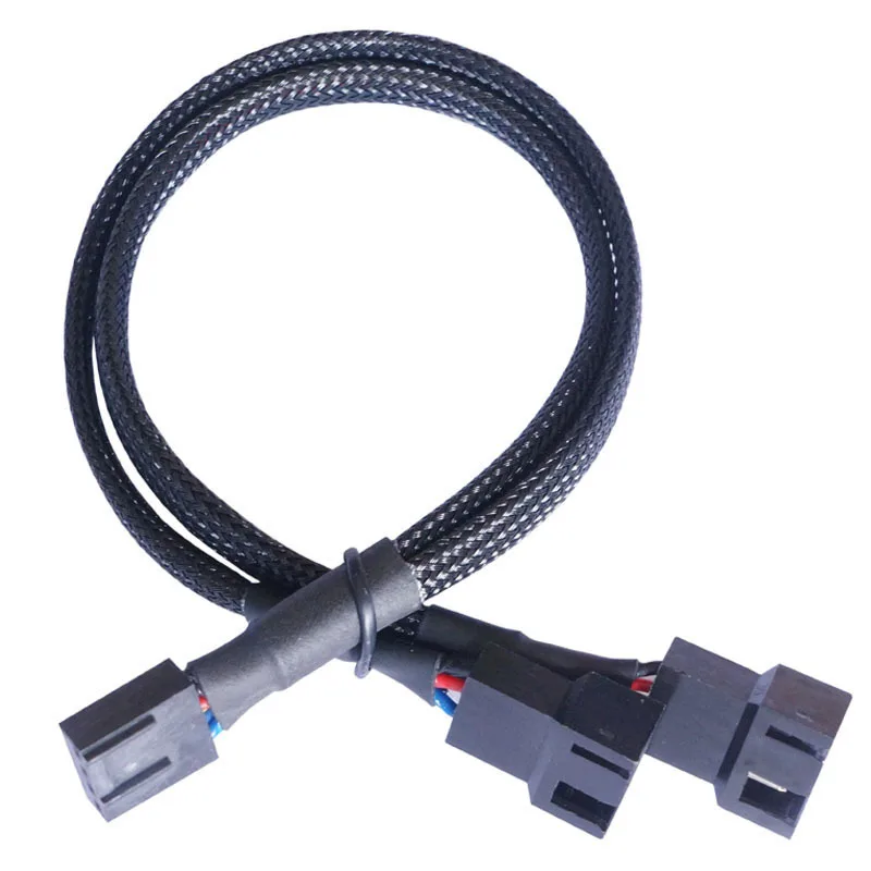 4 Pin Pwm Fan Cable 1 To 2/3/4 Ways Splitter Black Sleeved 27cm Extension Cable Connector PWM Extension Cables