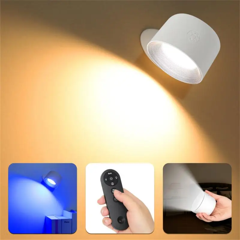 

360 Degree Rotating Wall Lamp Remote Control Touch Magnetic Color Changing Lamp Bedroom Bedside Lamp Non-punching USB Wall Lamp