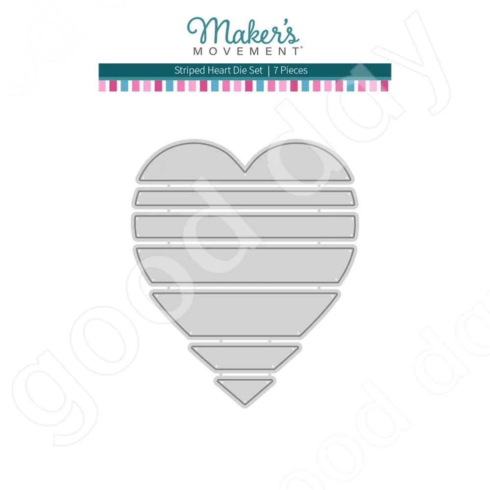 

2023 New Arrival Striped Heart Metal Cutting Dies Scrapbook Diary Decoration Embossing Template Diy Greeting Card Handmade