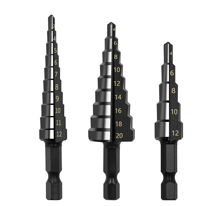 

HSS 4241 Cobalt Multiple Hole 3-20 Step Drill Bit Set Tools Aluminum Case Metal Drilling Tool for Metal Wood Step Cone Drill