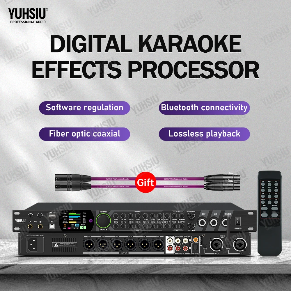 

YUHSIU Digital Karaoke Effects Processor Bluetooth DSP Audio Processor Professional Microphone Sound Controller System Equipment