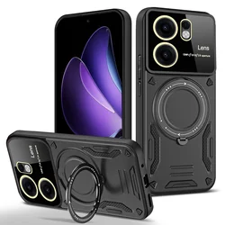 Shockproof Armor Lens Protection Case with Magnetic Wireless Charging for Reno 13F 4G 5G (QSyd-Black)