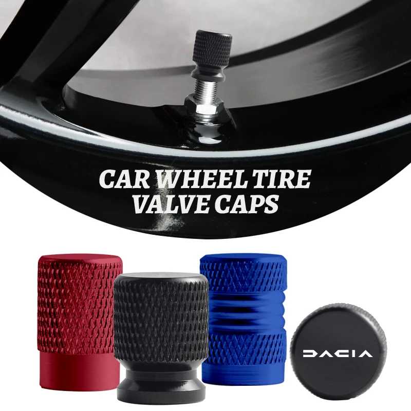 Alluminio Per Dacia Duster Logan Jogger Sandero Stepway Dokker Lodgy Logo Car Wheel Tire Valve Stem Caps Copri Valvole Per Pneumatici 4 Pezzi