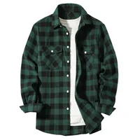 Chemises pour hommes simple boutonnage classique Plaid intelligent décontracté chemise en flanelle à manches longues poitrine deux poches conception printemps automne hommes hauts 6