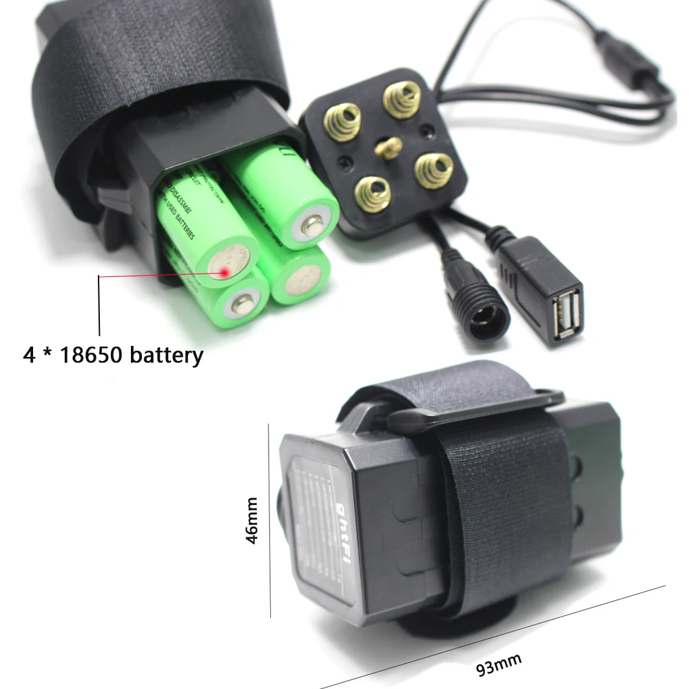 방수 전면 자전거 헤드 라이트 4 모드 토치 USB 자전거 헤드 램프 라이트 2 * T6 손전등 램프 전용 램프 + 8.4VBattery Box